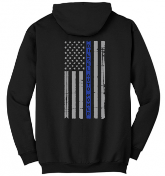 DAP Black Hoodie with Blue Line Flag-xlt